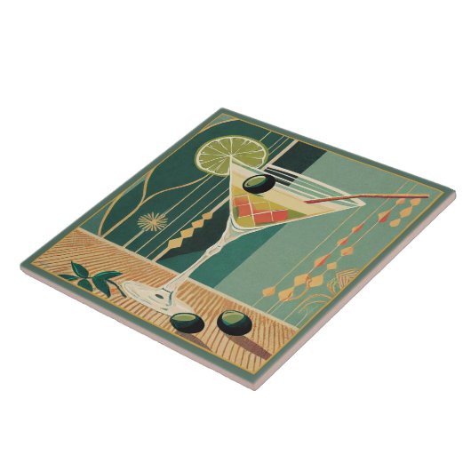 Cocktail Hour Martini Mid Century Design Tegeltje (Zijkant)