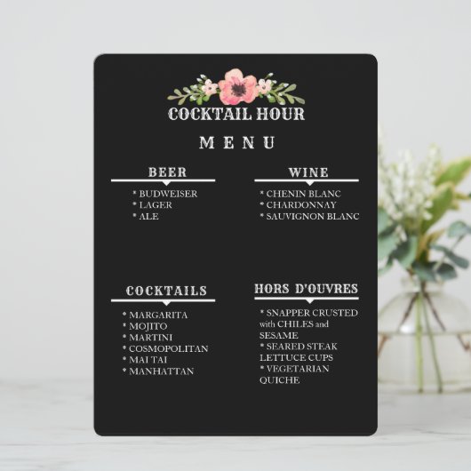  COCKTAIL HOUR MENU (Staand voorkant)