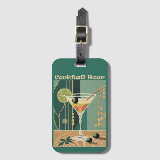 Cocktail Hour Mid Century Modern Martini Bagagelabel (Voorkant (verticaal))