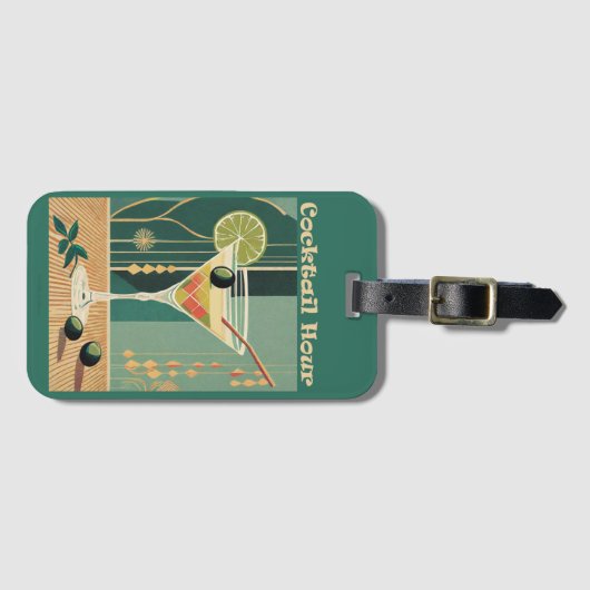 Cocktail Hour Mid Century Modern Martini Bagagelabel (Voorkant (horizontaal))