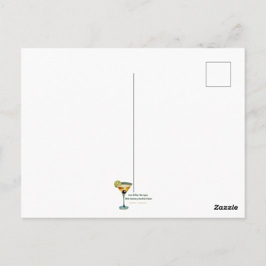 Cocktail Hour Mid Century Modern Martini Briefkaart (Achterkant)