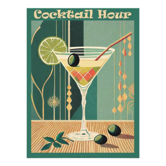 Cocktail Hour Mid Century Modern Martini Foto Afdruk (Voorkant)