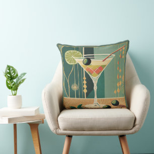 Cocktail Hour Mid Century Modern Martini Kussen