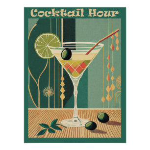 Cocktail Hour Mid Century Modern Martini Perfect Poster
