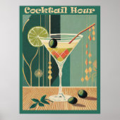 Cocktail Hour Mid Century Modern Martini Poster (Voorkant)