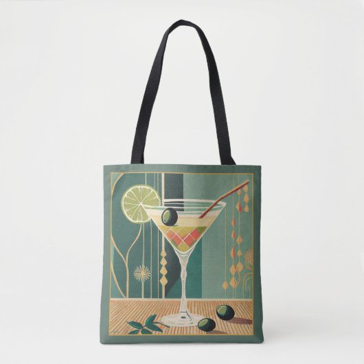 Cocktail Hour Mid Century Modern Martini Tote Bag (Voorkant)
