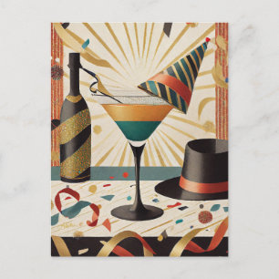 Cocktail Hour Mid Century New Years Eve Design Briefkaart