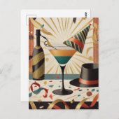 Cocktail Hour Mid Century New Years Eve Design Briefkaart (Voorkant / Achterkant)
