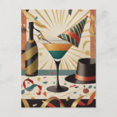 Cocktail Hour Mid Century New Years Eve Design Briefkaart (Voorkant)