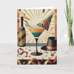 Cocktail Hour Mid Century New Years Eve Design Kaart