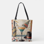 Cocktail Hour Mid Century New Years Eve Design Tote Bag (Achterkant)