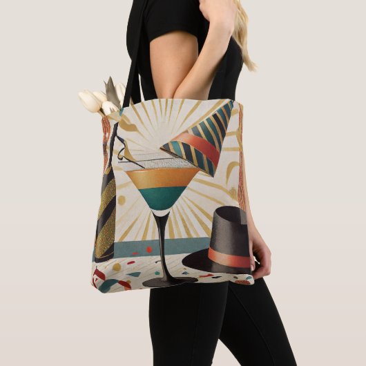 Cocktail Hour Mid Century New Years Eve Design Tote Bag (Dichtbij)