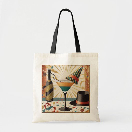 Cocktail Hour Mid Century New Years Eve Design Tote Bag (Voorkant)