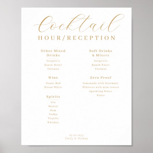 Cocktail Hour Receptie Drink Menu Poster (Voorkant)