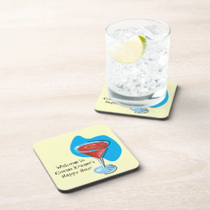 Cocktail Hour_retro-stijl Cosmo glas gepersonalise Onderzetter
