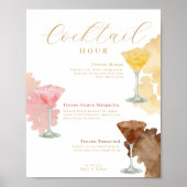 Cocktail Hour Waterverf Cocktails Wedding Menu Poster (Voorkant)