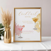Cocktail Hour Waterverf Cocktails Wedding Menu Poster