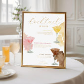 Cocktail Hour Waterverf Cocktails Wedding Menu Poster