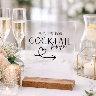 Cocktail Hour Wedding Sign Printable – Elegant Acryl Bord