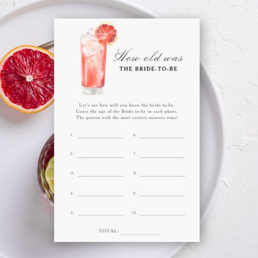 Cocktail - How old was the bride to be game