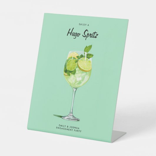 Cocktail Hugo Spritz Verlovingsfeest Reclamebord Met Voetstuk (Voorkant)