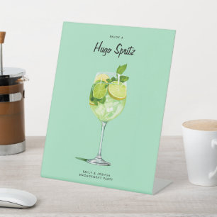 Cocktail Hugo Spritz Verlovingsfeest Reclamebord Met Voetstuk