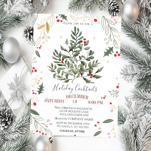  Cocktail Hulst Dennentakken Kerstmis  Kaart