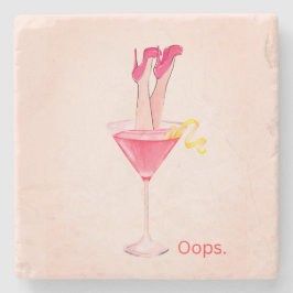 Cocktail Humor Illustratie, Roze Barwagen, Meisjes Stenen Onderzetter
