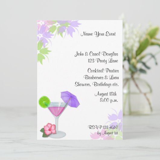 Cocktail Invitation Kaart (Staand voorkant)