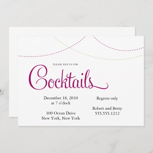 Cocktail Invitation Kaart (Voorkant / Achterkant)