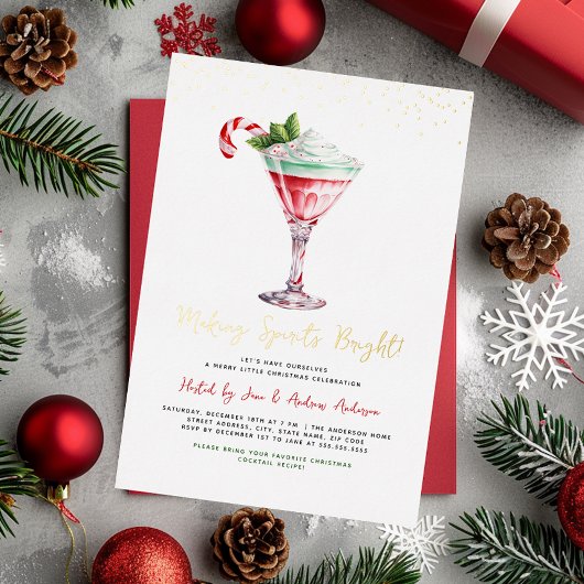Cocktail Kerstfeest Maakt Geesten Helder Folie Uitnodiging