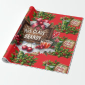 Cocktail Kerstfeest met Dranken op Rood Cadeaupapier (Uitgerold)