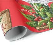Cocktail Kerstfeest met Dranken op Rood Cadeaupapier (Rol Hoek)