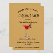 Cocktail Kerstuitnodiging Kaart (Voorkant / Achterkant)