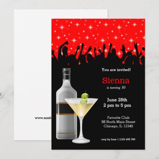 Cocktail * kies achtergrondkleur kaart (Voorkant / Achterkant)