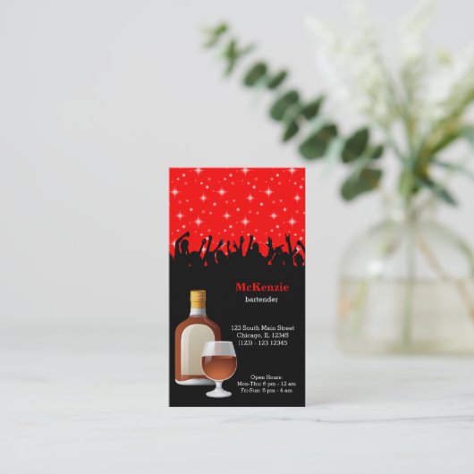 Cocktail * kies achtergrondkleur visitekaartje (Staand voorkant)