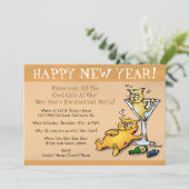 Cocktail Kittens Gold - Uitnodiging nieuwjaar (Staand voorkant)