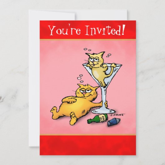 Cocktail Kittens Holiday Party Uitnodiging (Voorkant)