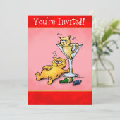 Cocktail Kittens Holiday Party Uitnodiging (Staand voorkant)