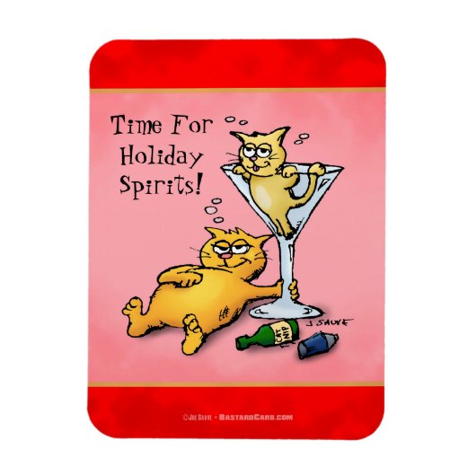 Cocktail Kittens Holiday Spirits Cartoon Magneet (Verticaal)