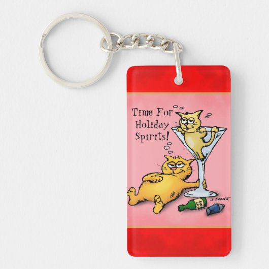 Cocktail Kittens Holiday Spirits Cartoon Sleutelhanger (Voorkant)