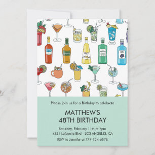 Cocktail Kleurrijke Dranken Champgne 48e verjaarda Kaart