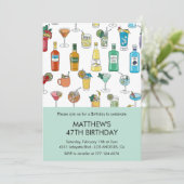 Cocktail Kleurrijke Drinken Champgne 47e verjaarda Kaart (Staand voorkant)