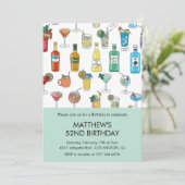 Cocktail Kleurrijke Drinken Champgne 52ste verjaar Kaart (Staand voorkant)