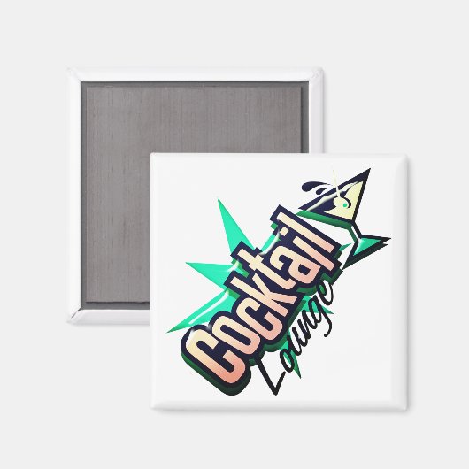 Cocktail lounge martini retro  liquor bar magneet (Voorkant / Achterkant)