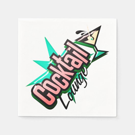 Cocktail lounge martini retro  liquor bar servet (Voorkant)