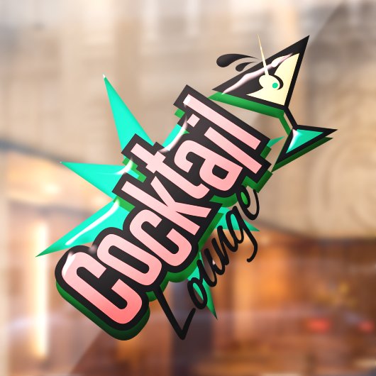 Cocktail lounge martini retro mid-eeuwse bar raamsticker (Vel 2)