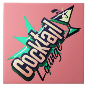 Cocktail lounge martini vintage midden eeuw club tegeltje