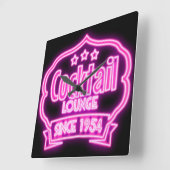 Cocktail lounge midden eeuw  neonbordlook vierkante klok (Hoek)