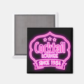 Cocktail lounge  neon bord bar zwart roze magneet (Voorkant / Achterkant)